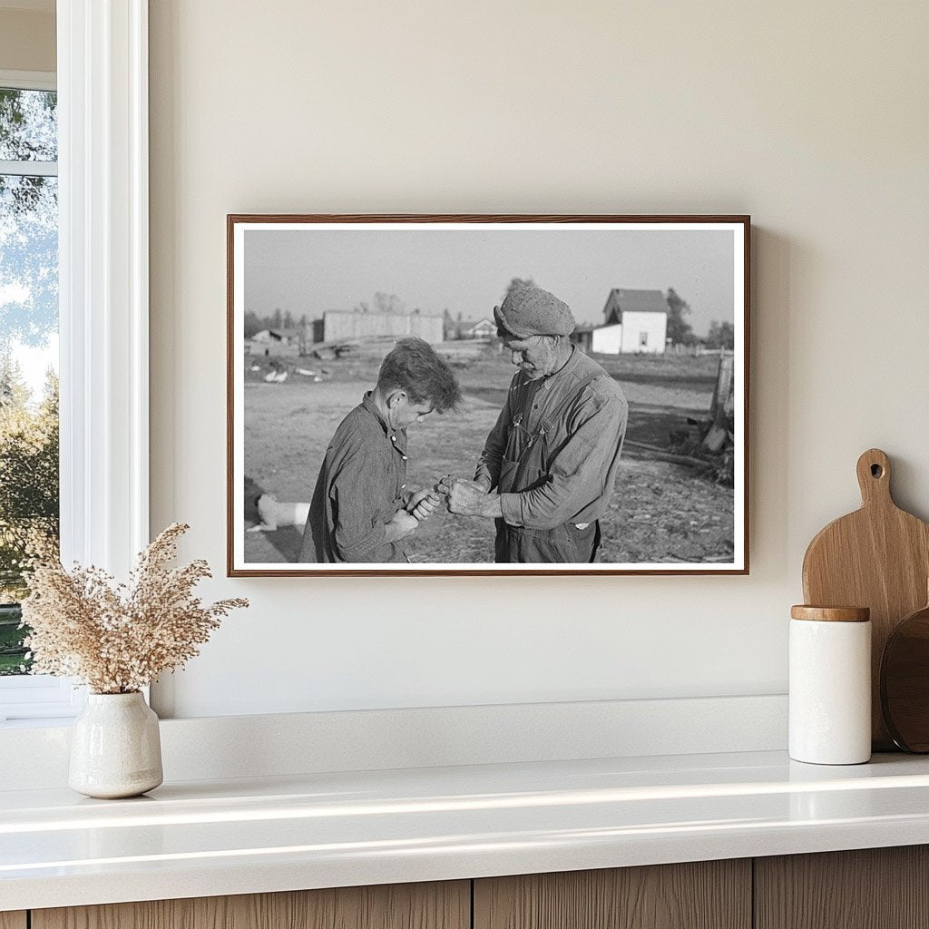 Pioneer Farmer and Hired Man on Minnesota Farm 1937 - Available at KNOWOL