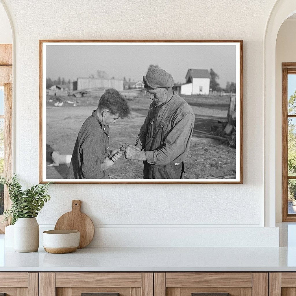 Pioneer Farmer and Hired Man on Minnesota Farm 1937 - Available at KNOWOL