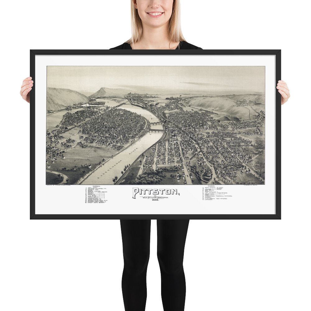 Pittston, PA 1892 Framed - Available at KNOWOL