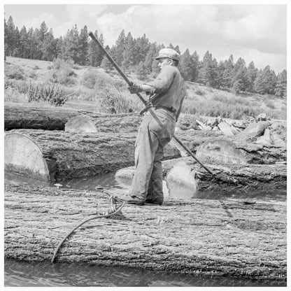 Pond Monkey on Log Raft in Keno Oregon 1939 - Available at KNOWOL