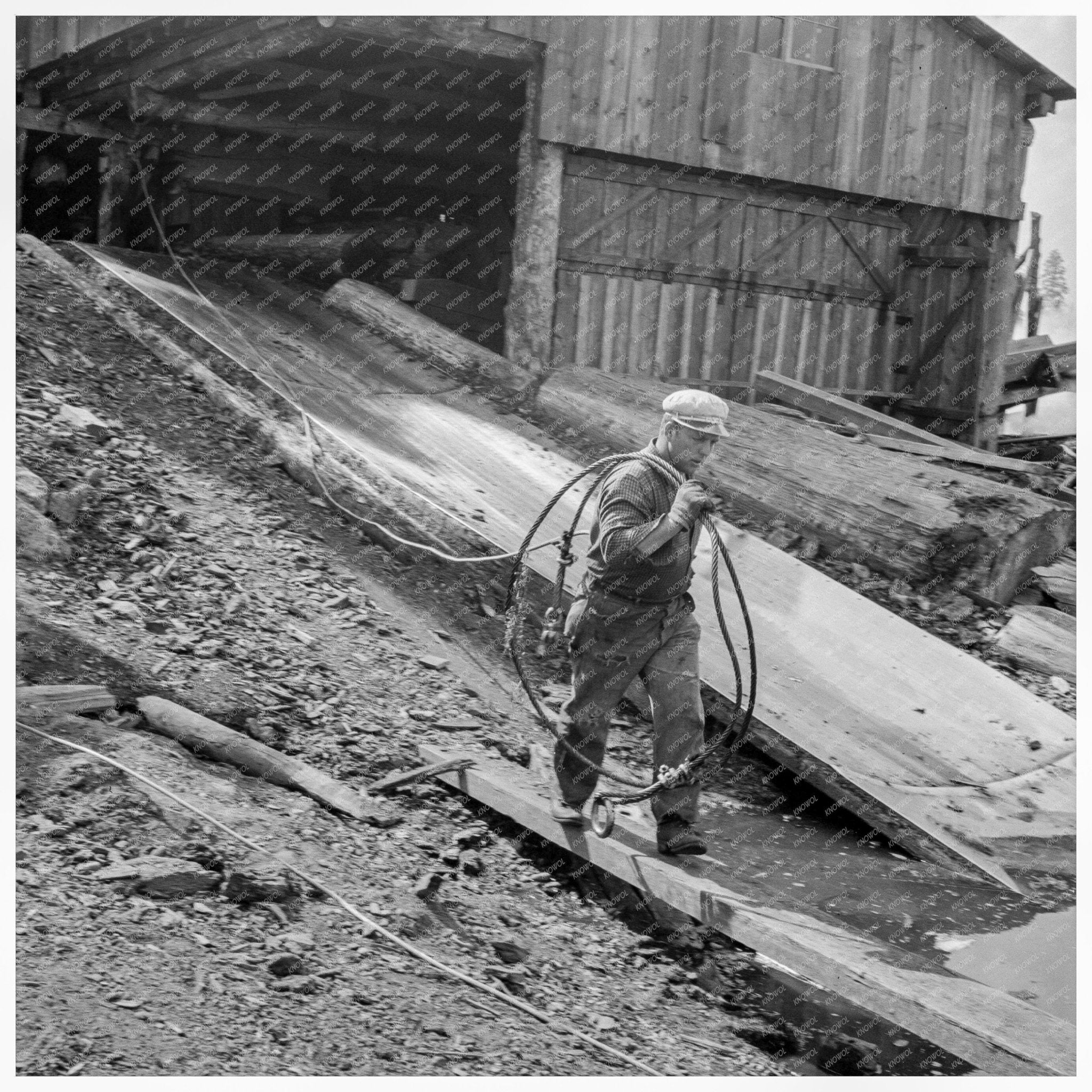 Pond Monkey Transporting Cable Keno Oregon 1939 - Available at KNOWOL