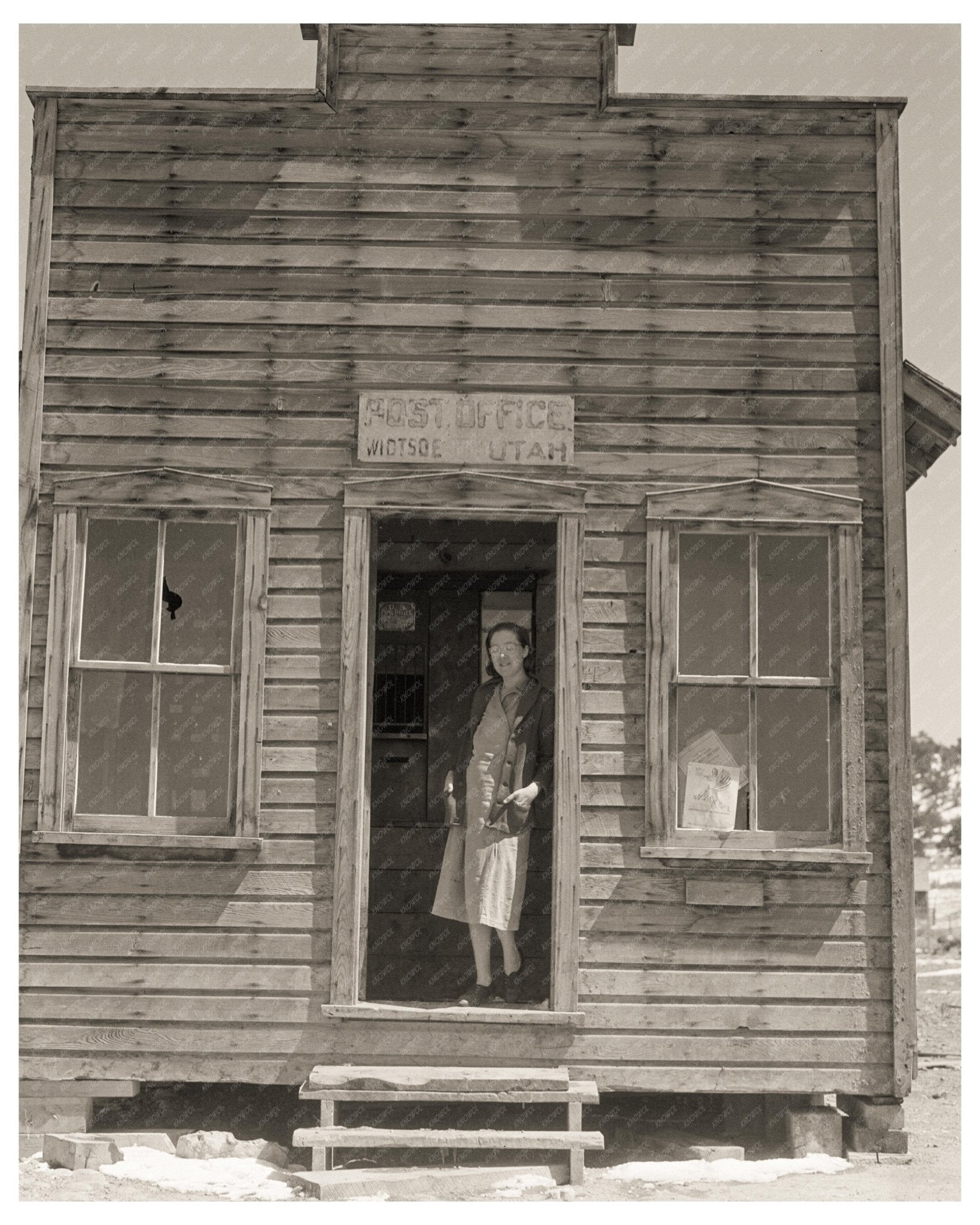 Post Office and Postmistress Widtsoe Utah April 1936 Vintage Photo - Available at KNOWOL