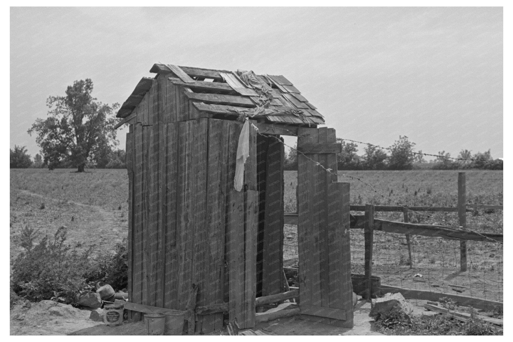 Privy of Sharecropper Family New Madrid County Missouri 1938 - Available at KNOWOL