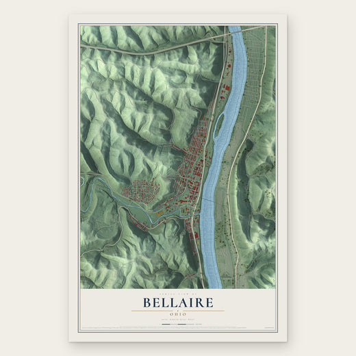 Bellaire, Ohio map print, the full design