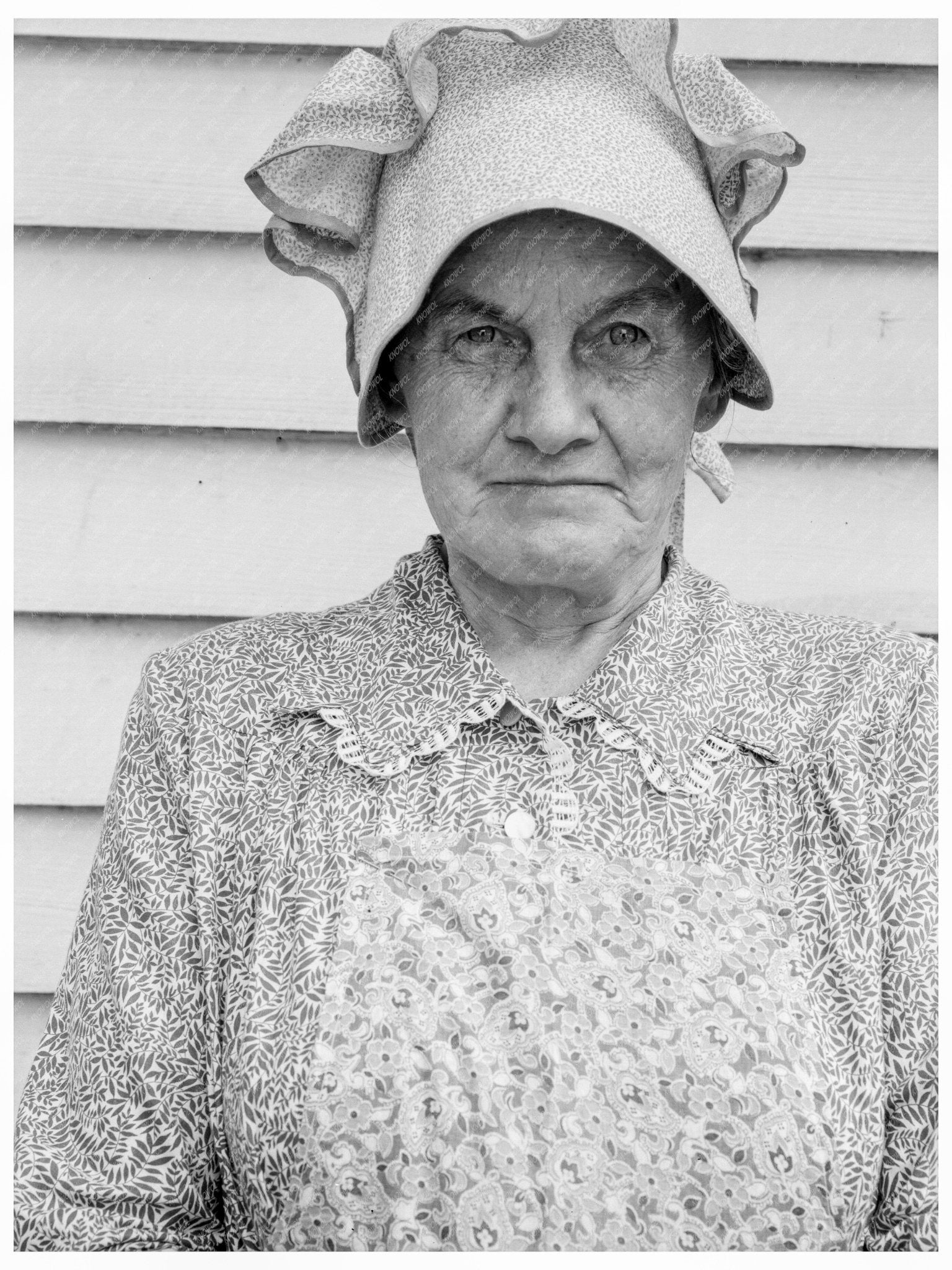 Queen in Sunbonnet and Dress Near Gordonton NC 1939 - Available at KNOWOL