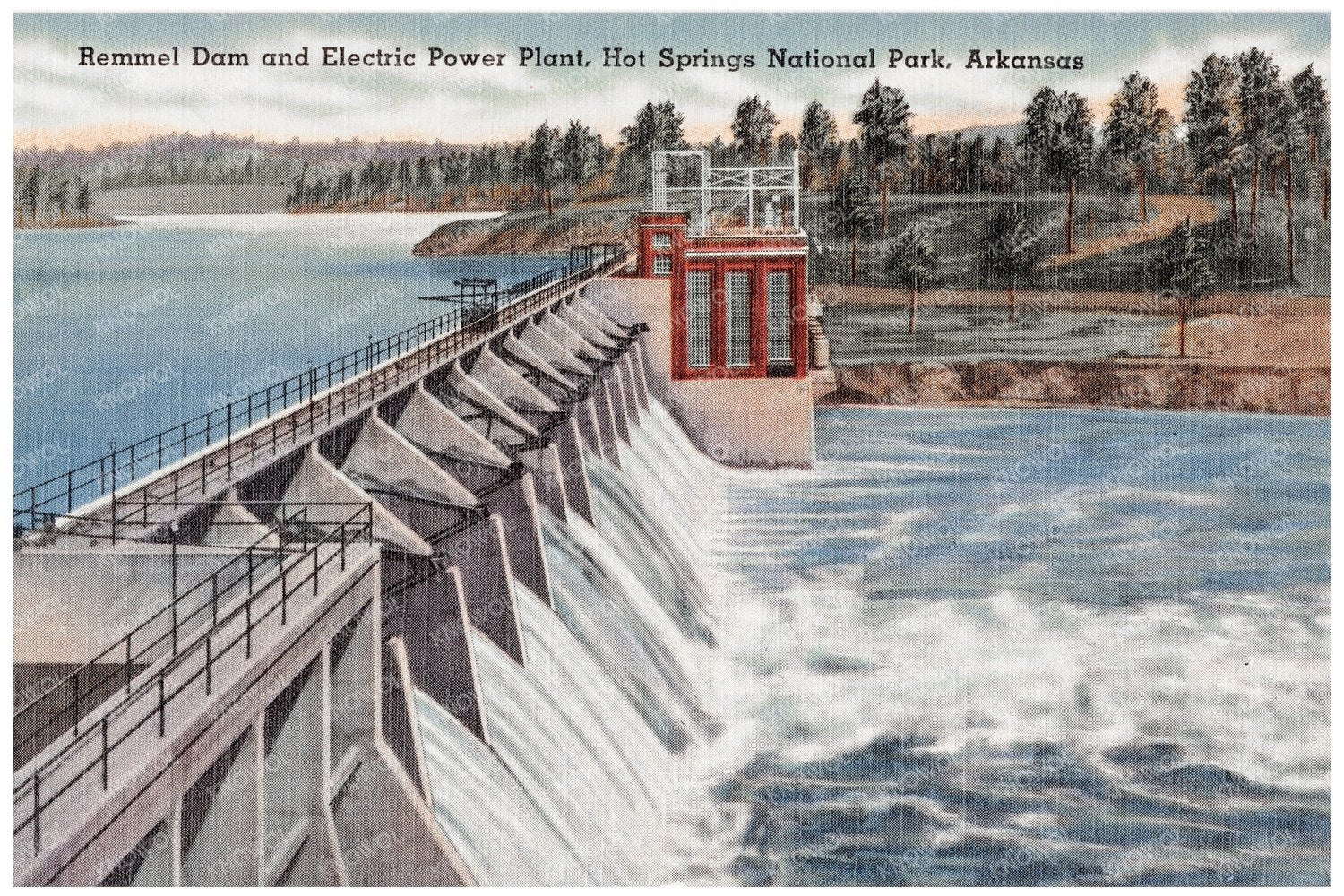 Remmel Dam and Electric Power Plant Postcard 1930 - 1945 - Available at KNOWOL