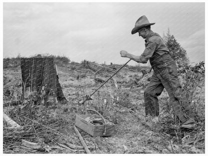 Removing Tomarack Stump in Idaho October 1939 - Available at KNOWOL