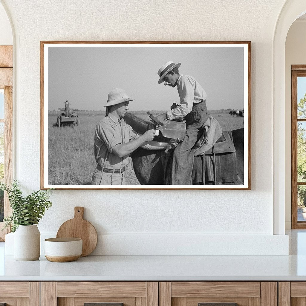 Rice Farmer Drinks Water on Louisiana Farm September 1938 - Available at KNOWOL