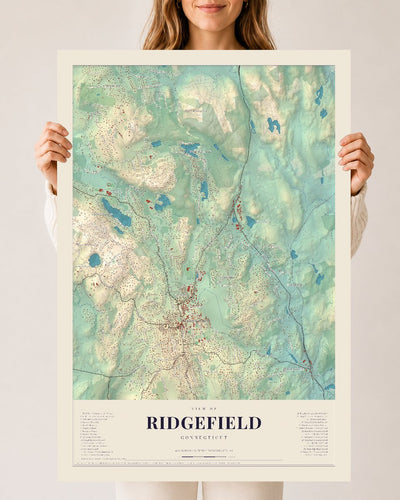Ridgefield, Connecticut map print, 24 x 36 archival matte print