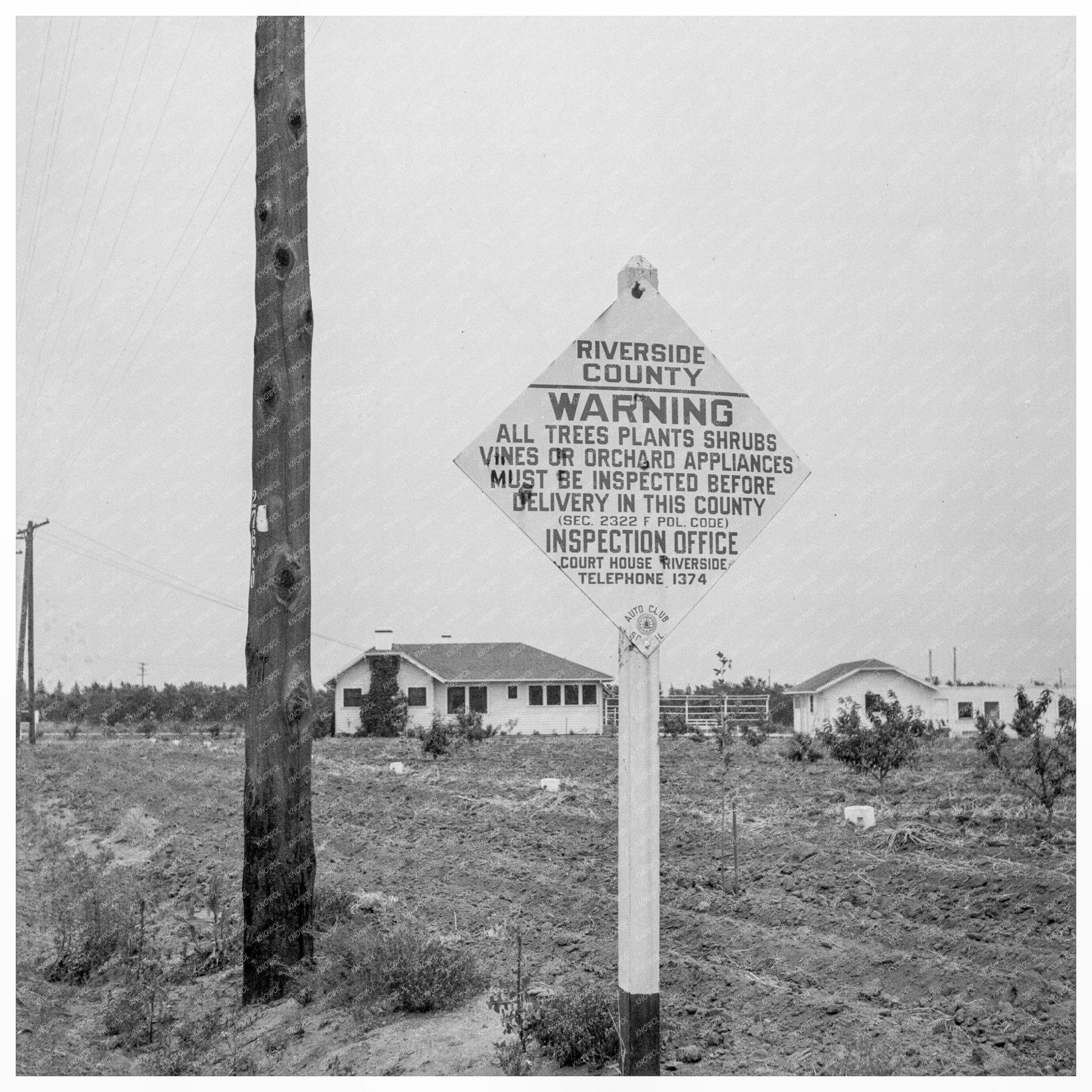 Riverside County Plant Quarantine Sign May 1937 - Available at KNOWOL