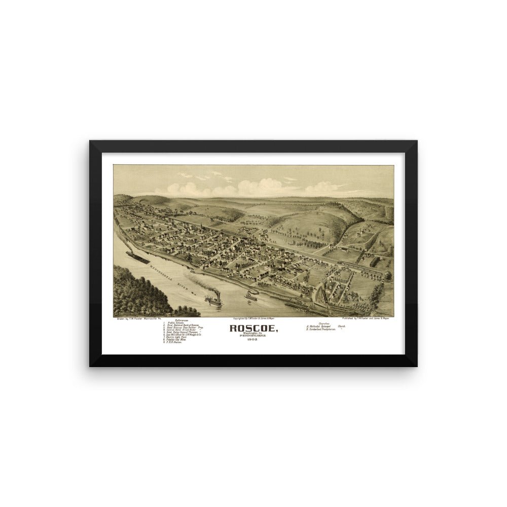 Roscoe, PA 1902 Framed - Available at KNOWOL