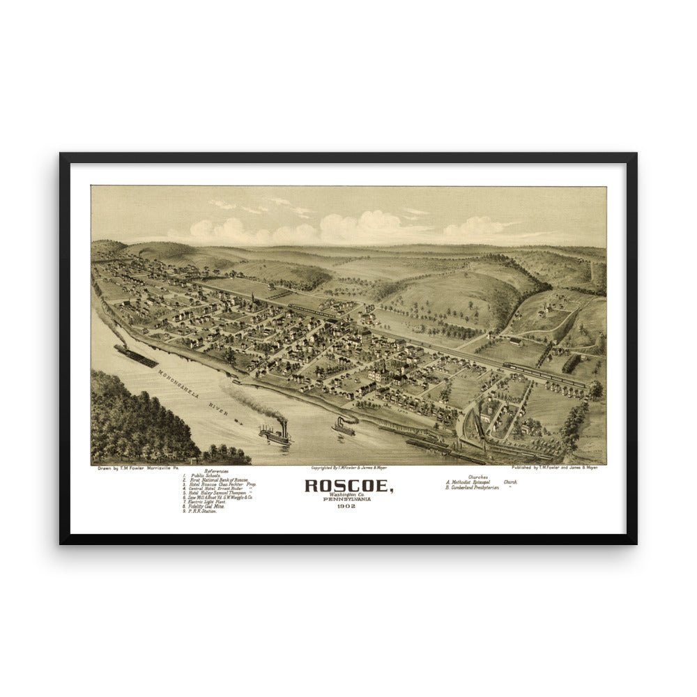 Roscoe, PA 1902 Framed - Available at KNOWOL