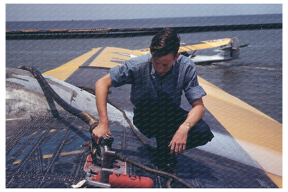 Sailor Mechanic Refueling Plane Corpus Christi 1942 - Available at KNOWOL