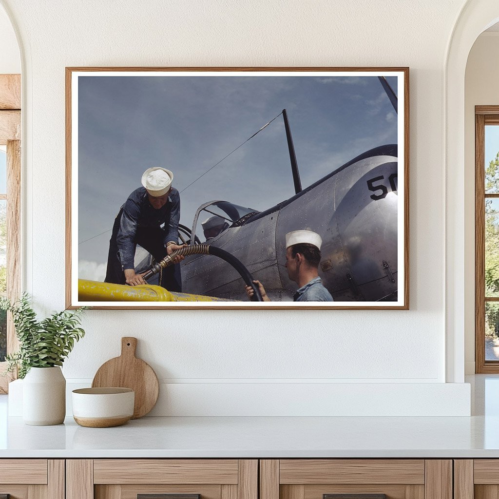 Sailor Mechanics Refueling SNC Plane Corpus Christi 1942 - Available at KNOWOL