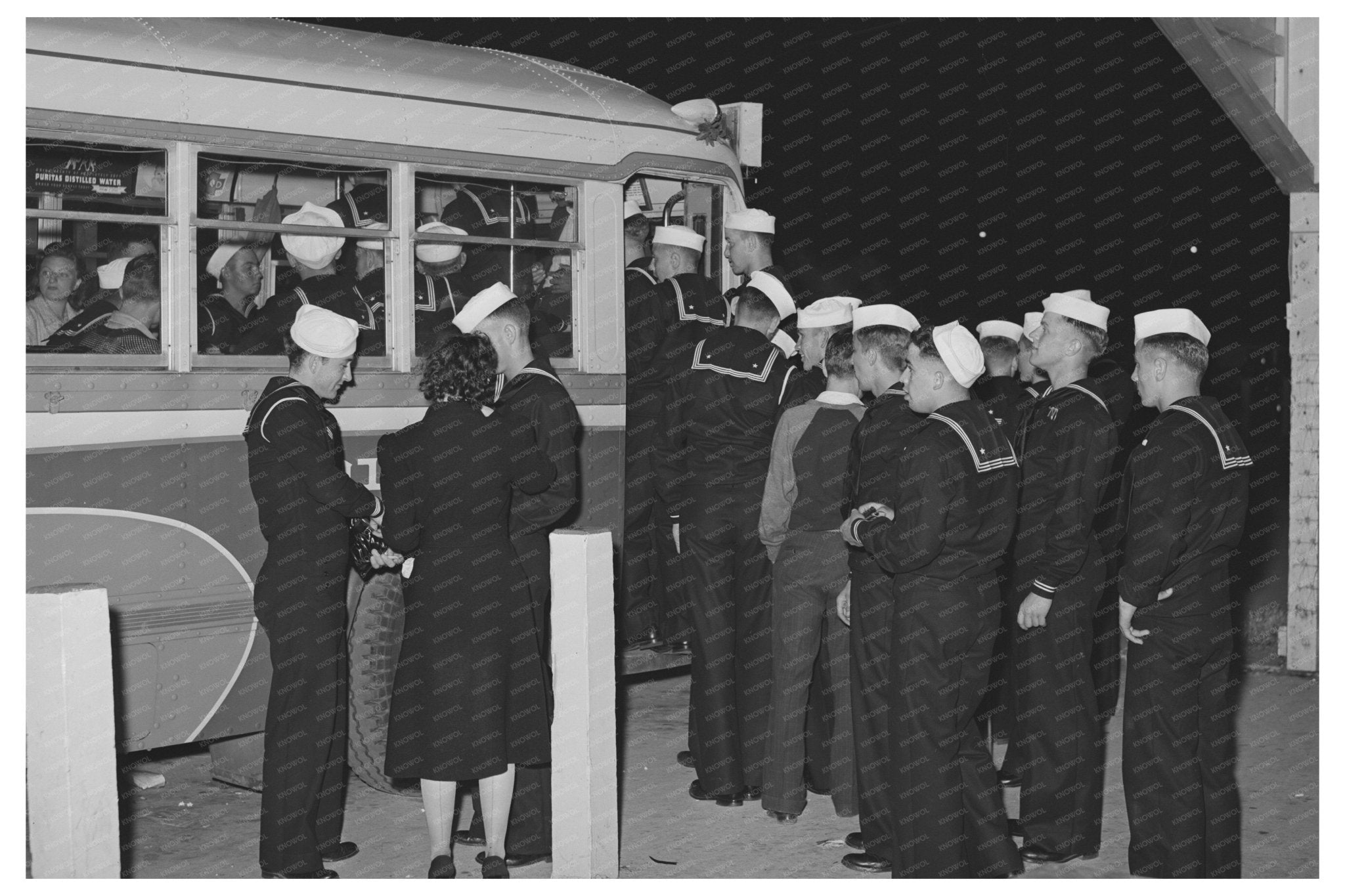 Sailors Boarding Bus at Mission Beach San Diego 1941 - Available at KNOWOL