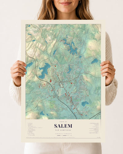 Salem, New Hampshire map print, 12 x 18 archival matte print