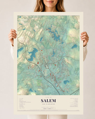 Salem, New Hampshire map print, 24 x 36 archival matte print