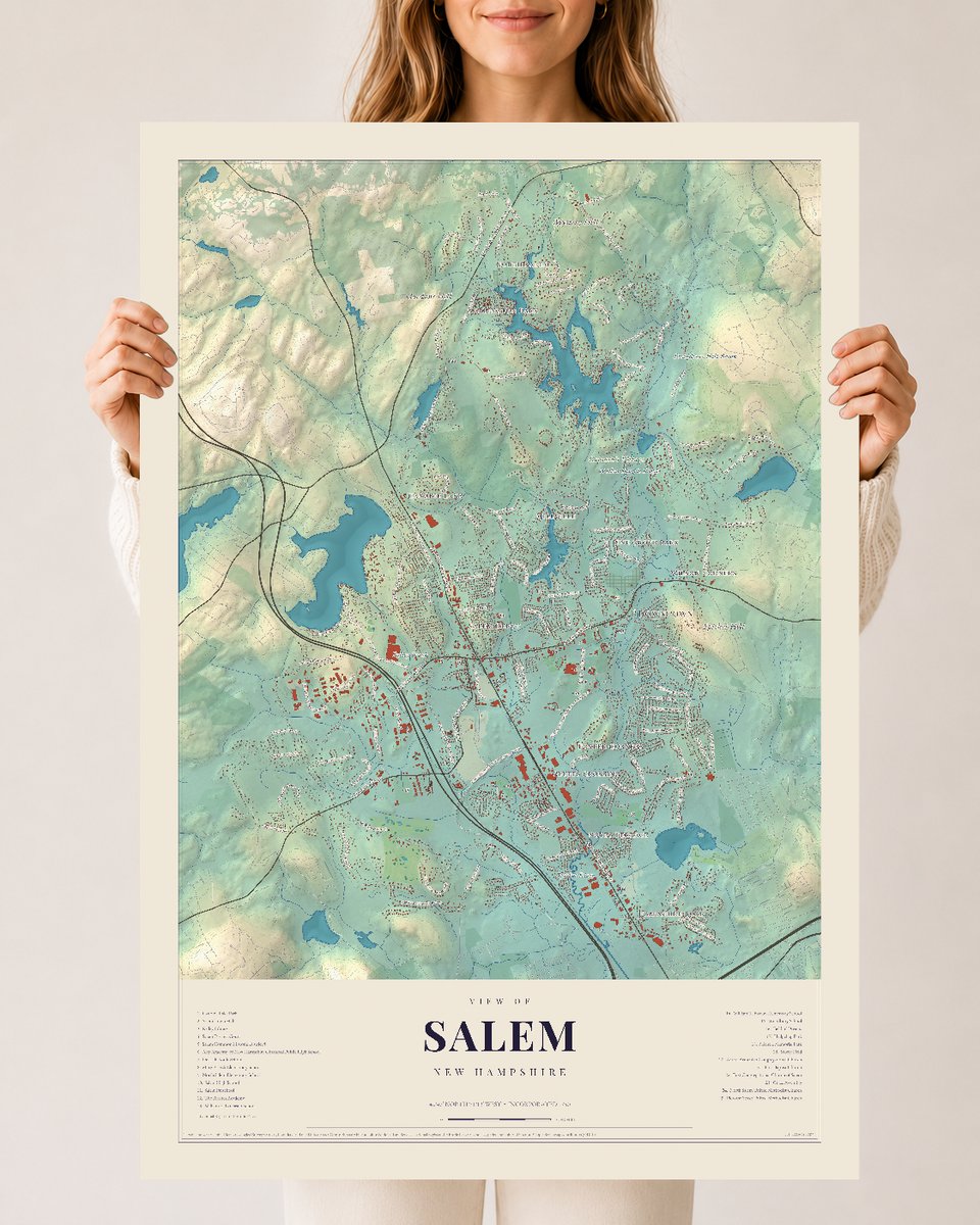 Salem, New Hampshire map print, 24 x 36 archival matte print