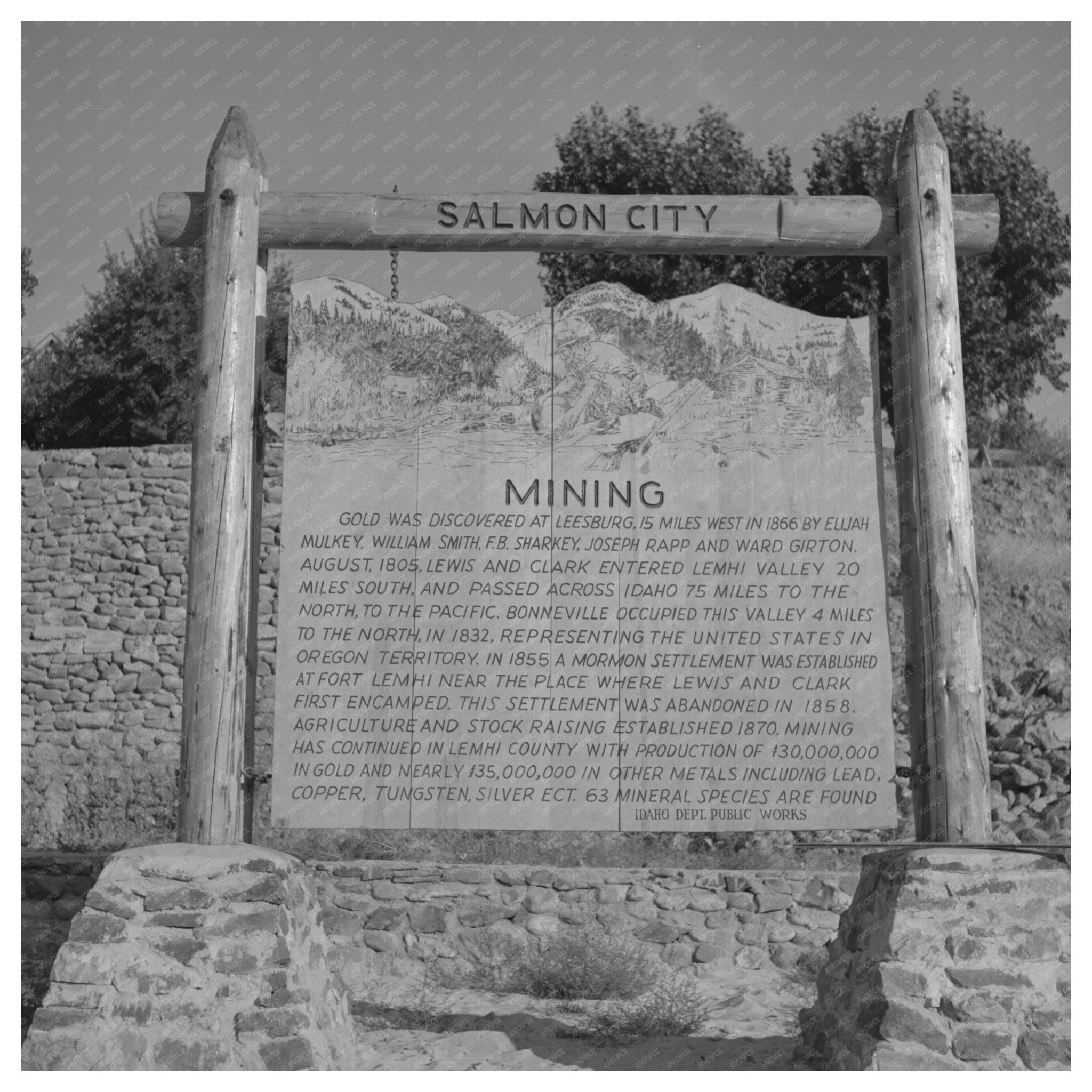 Salmon Idaho Sign Historical Image August 1942 - Available at KNOWOL