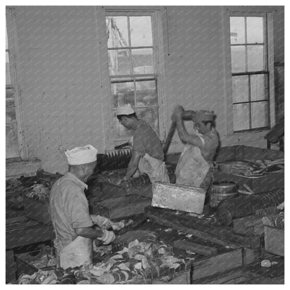 Salmon Slicing for Canning at Columbia River Packing 1941 - Available at KNOWOL