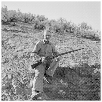 Sam Cates with 150 - Year - Old Gun in Oregon 1939 - Available at KNOWOL