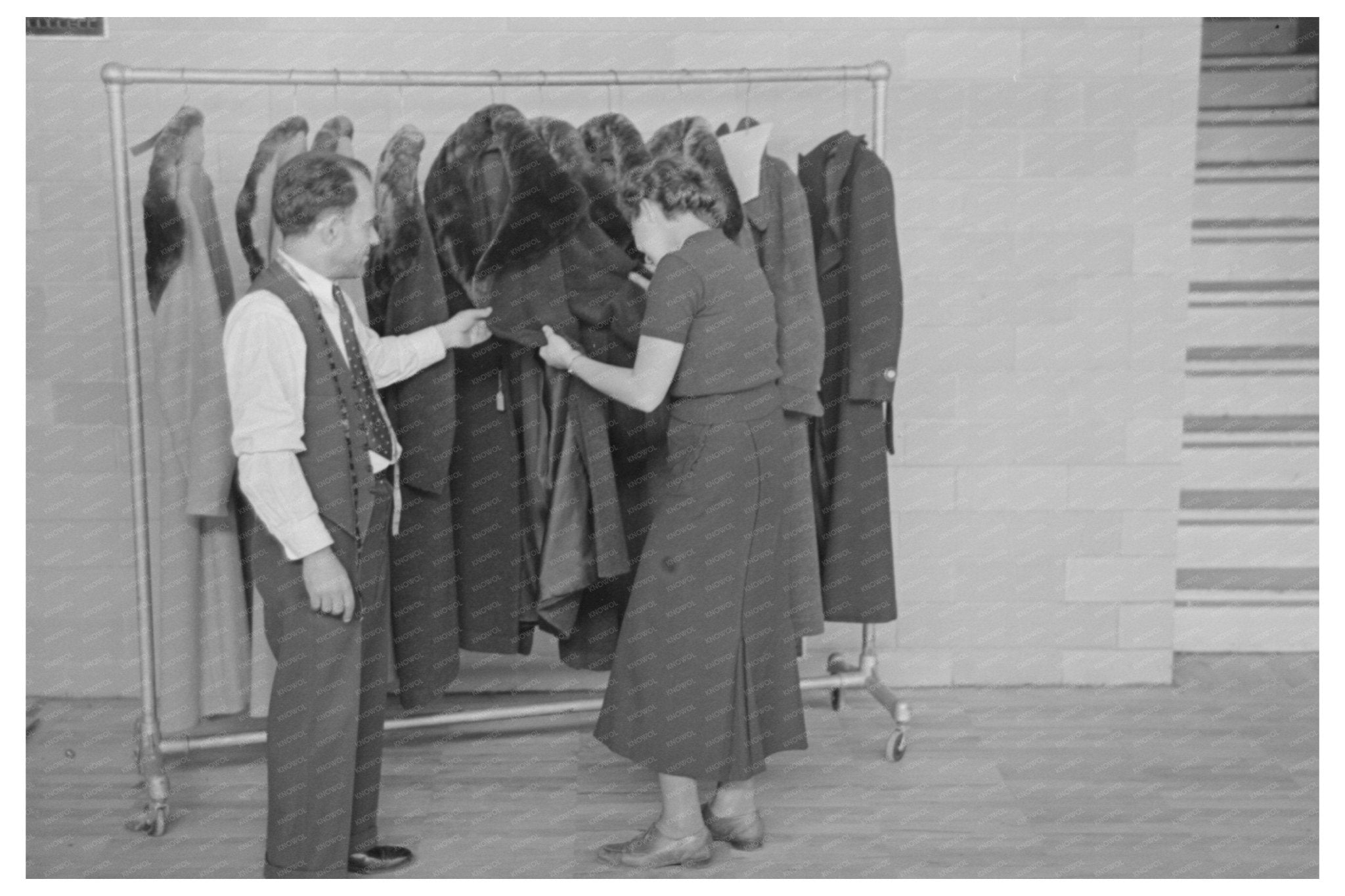 Sam Schultz Presents Model Coat at Jersey Homesteads 1936 - Available at KNOWOL