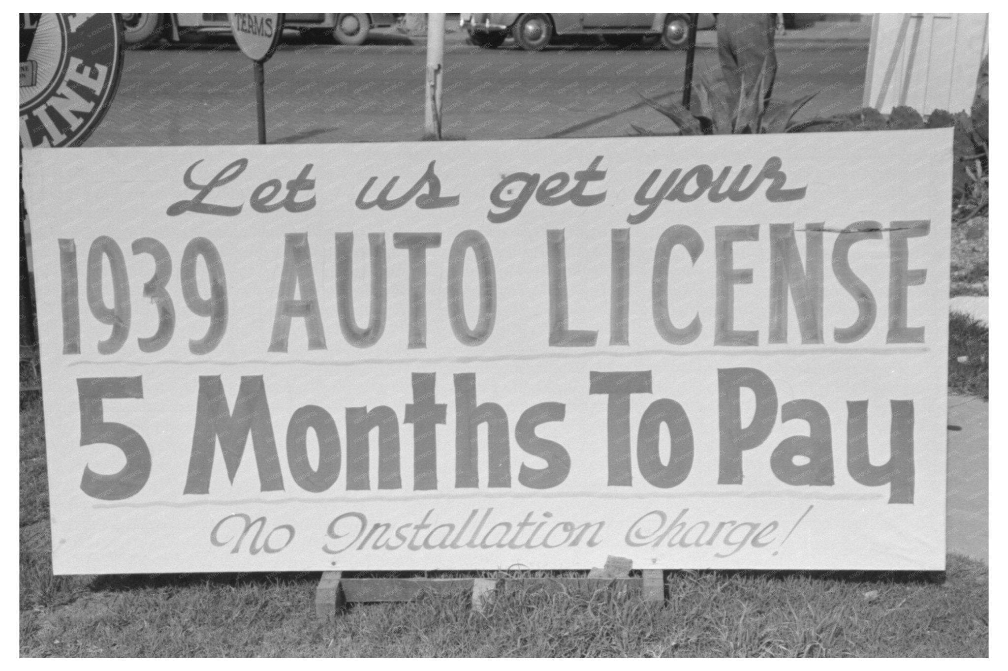 San Antonio street scene with auto license ad March 1939 - Available at KNOWOL