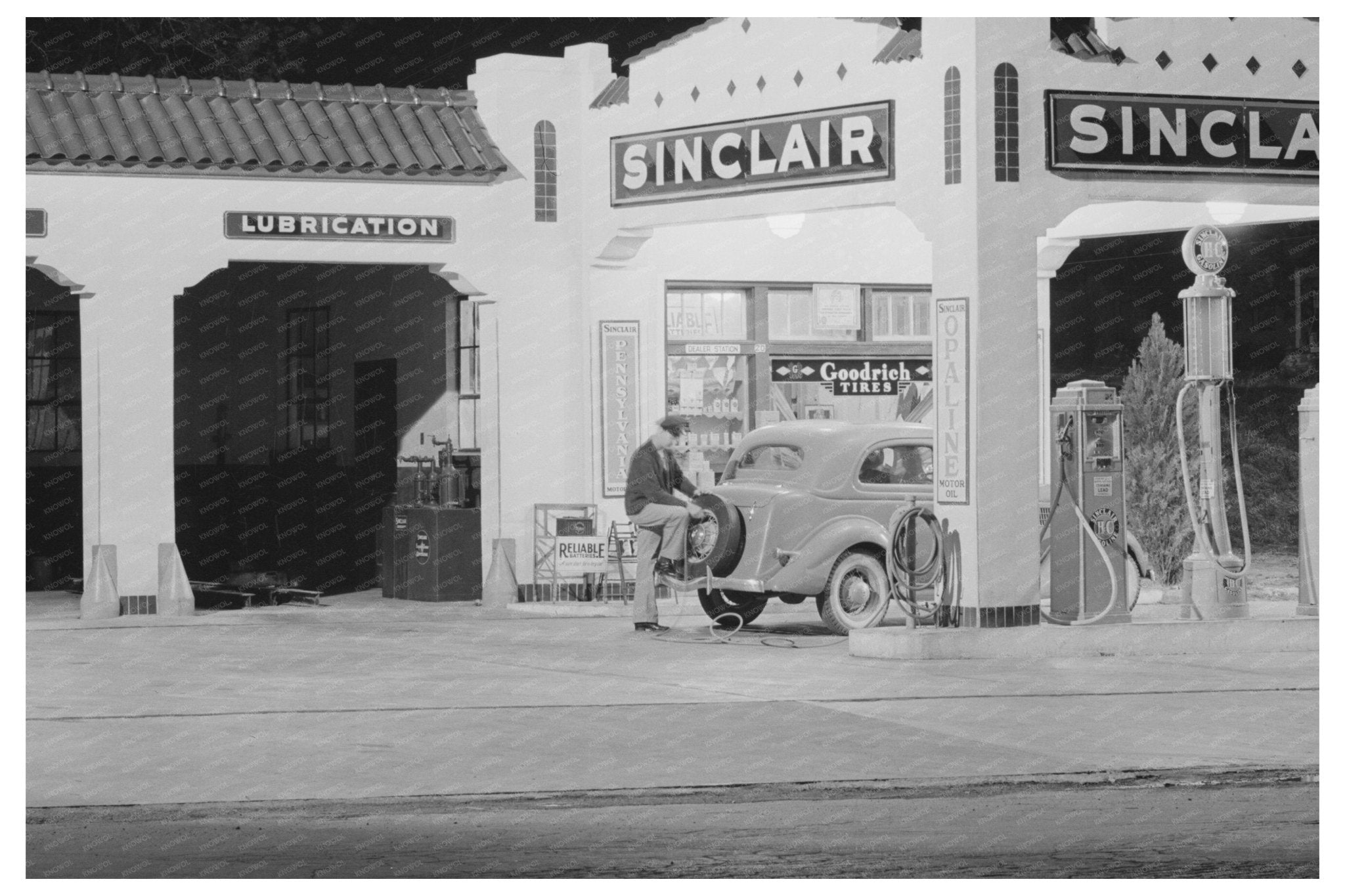 San Augustine Texas Oil and Gas Station Night 1939 - Available at KNOWOL