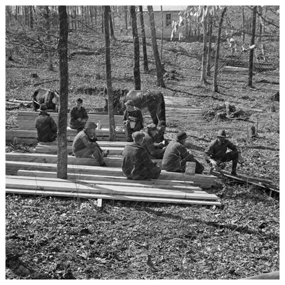 Sawmill Workers Lunch Break Illinois February 1937 - Available at KNOWOL