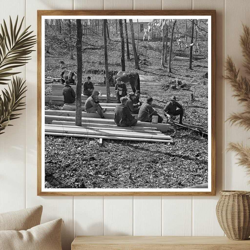 Sawmill Workers Lunch Break Illinois February 1937 - Available at KNOWOL