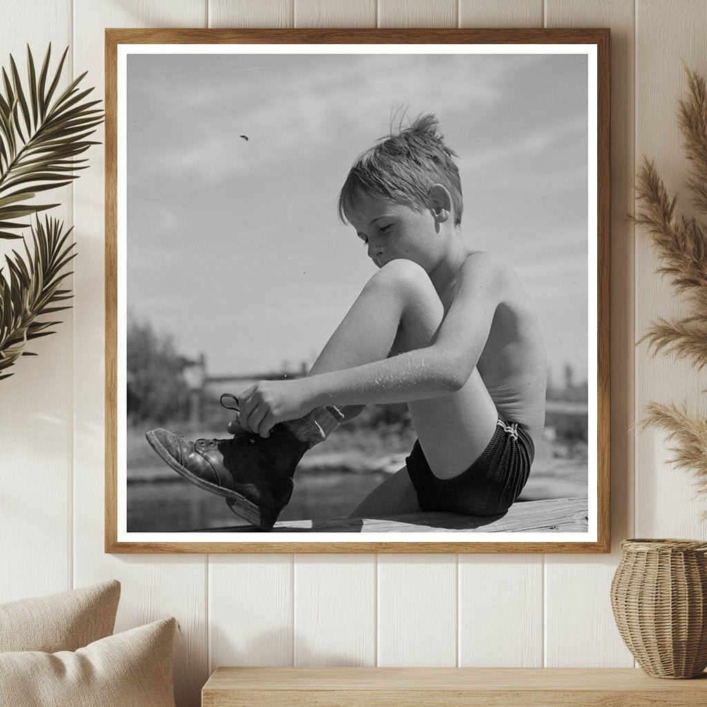 Schoolboy at Swimming Pool Rupert Idaho July 1942 - Available at KNOWOL