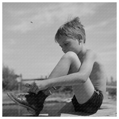 Schoolboy at Swimming Pool Rupert Idaho July 1942 - Available at KNOWOL