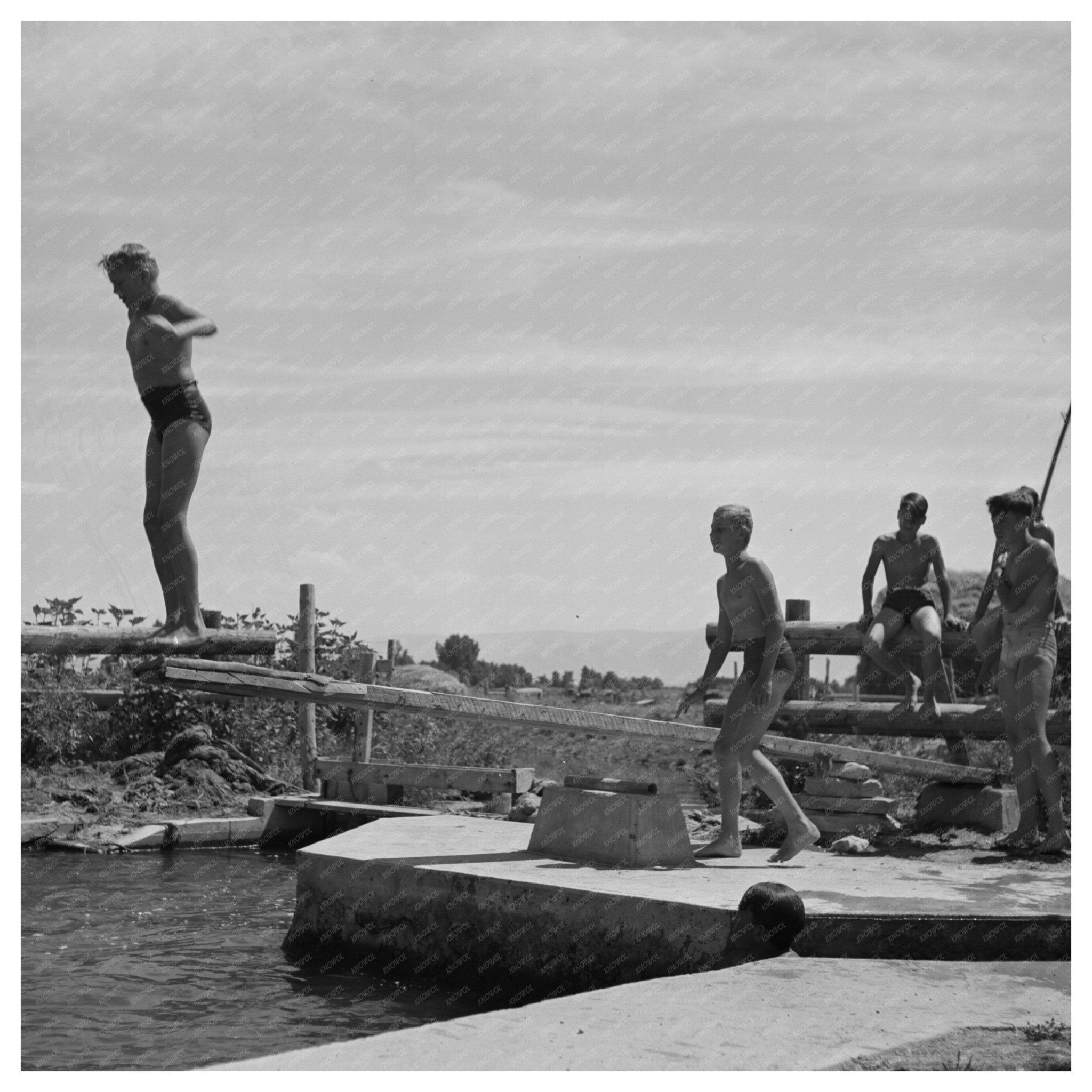 Schoolboys Swimming in Rupert Idaho July 1942 - Available at KNOWOL