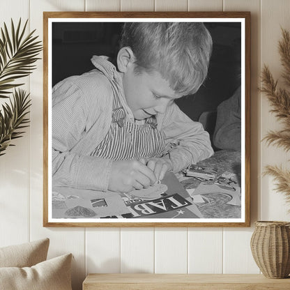 Schoolchild Making Valentine in Woodville California 1942 - Available at KNOWOL