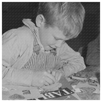 Schoolchild Making Valentine in Woodville California 1942 - Available at KNOWOL