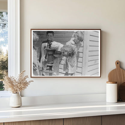 Schoolchildren at Water Pump in Southeast Missouri 1938 - Available at KNOWOL