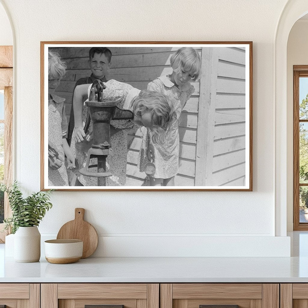 Schoolchildren at Water Pump in Southeast Missouri 1938 - Available at KNOWOL