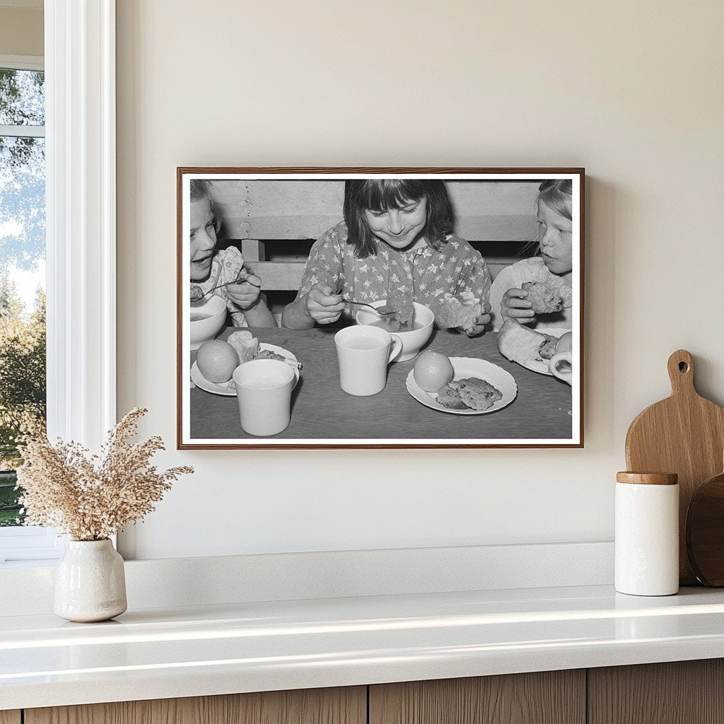 Schoolchildren Enjoying Lunch at FSA Camp Caldwell Idaho 1941 - Available at KNOWOL