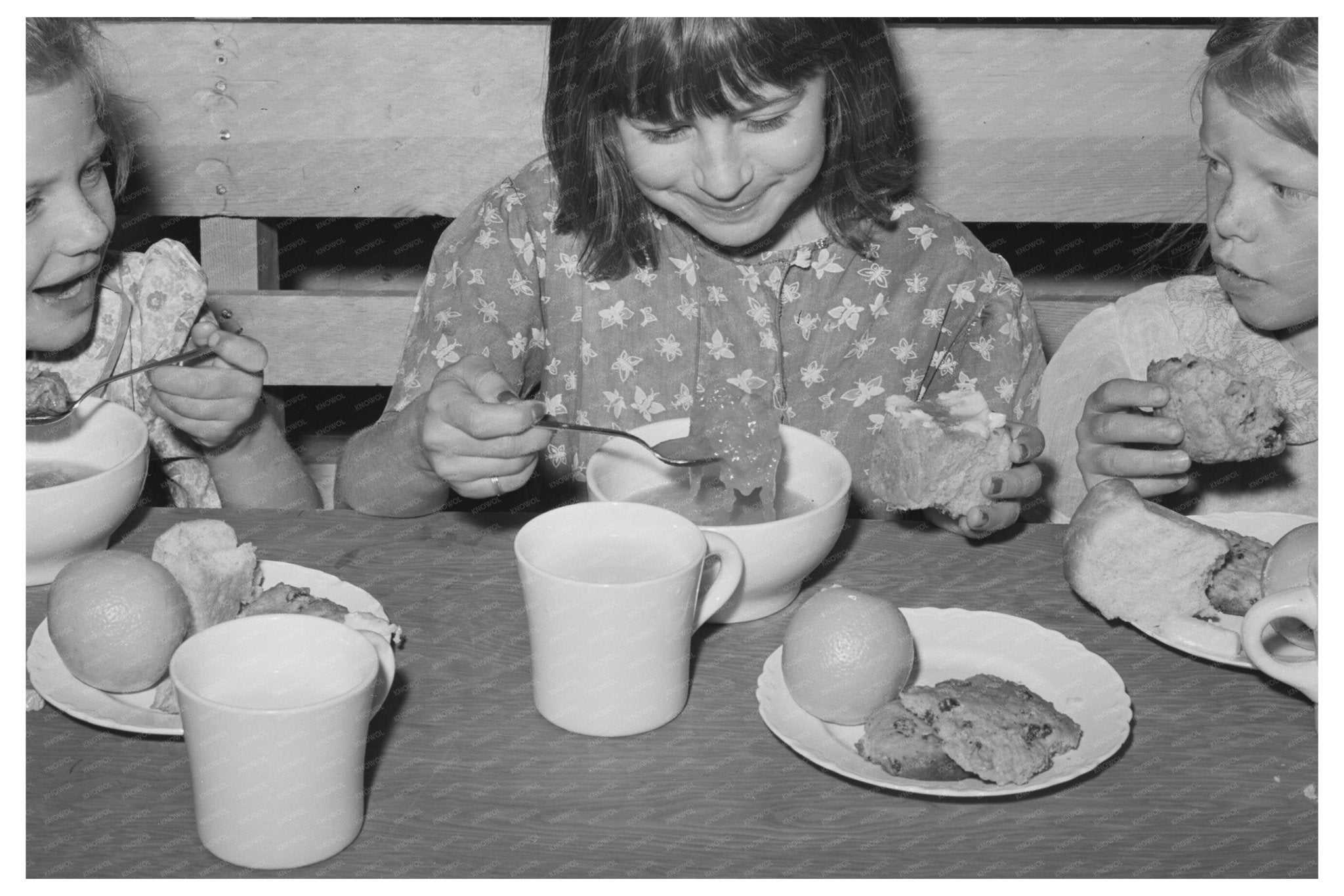 Schoolchildren Enjoying Lunch at FSA Camp Caldwell Idaho 1941 - Available at KNOWOL