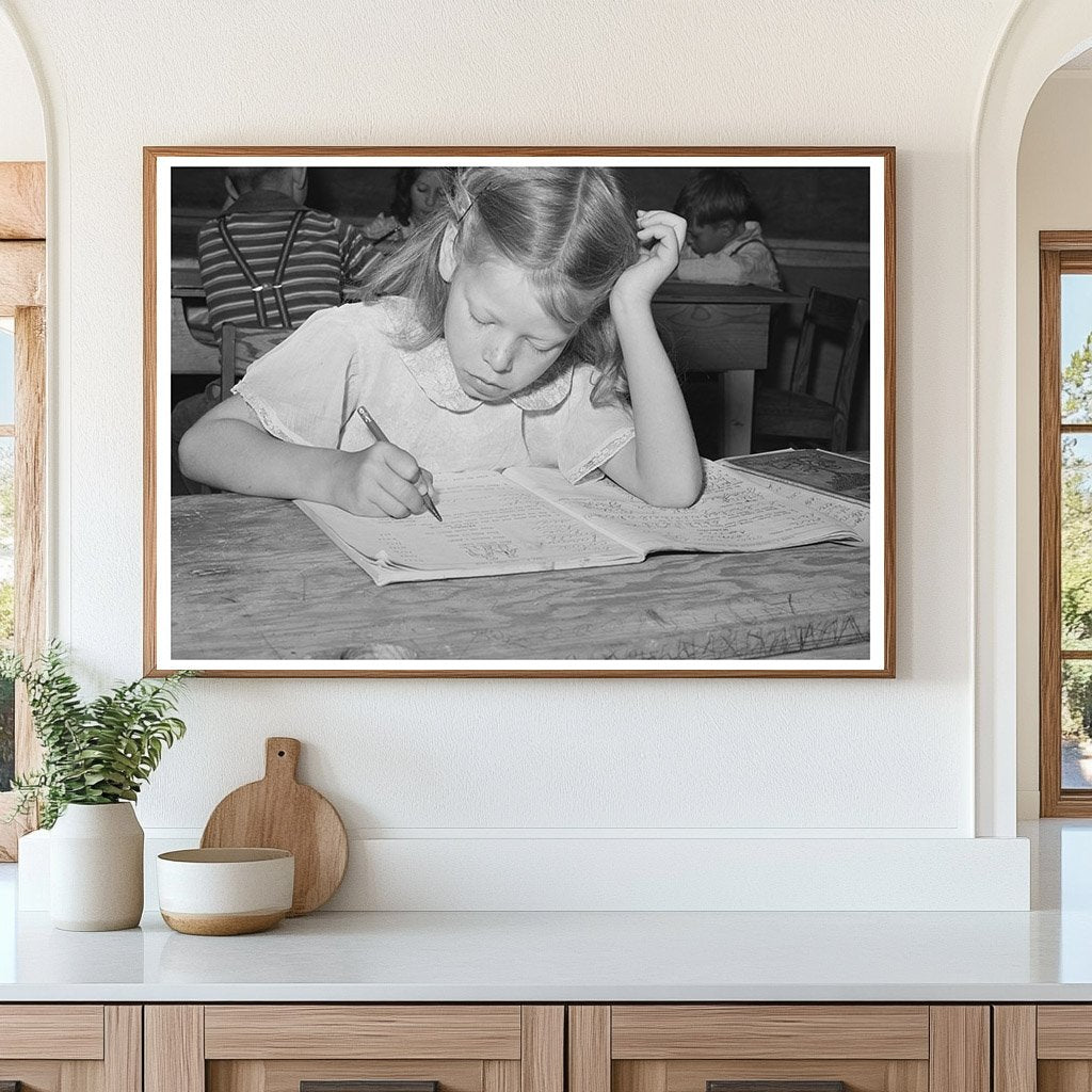 Schoolgirl in Makeshift Classroom Caldwell Idaho May 1941 - Available at KNOWOL