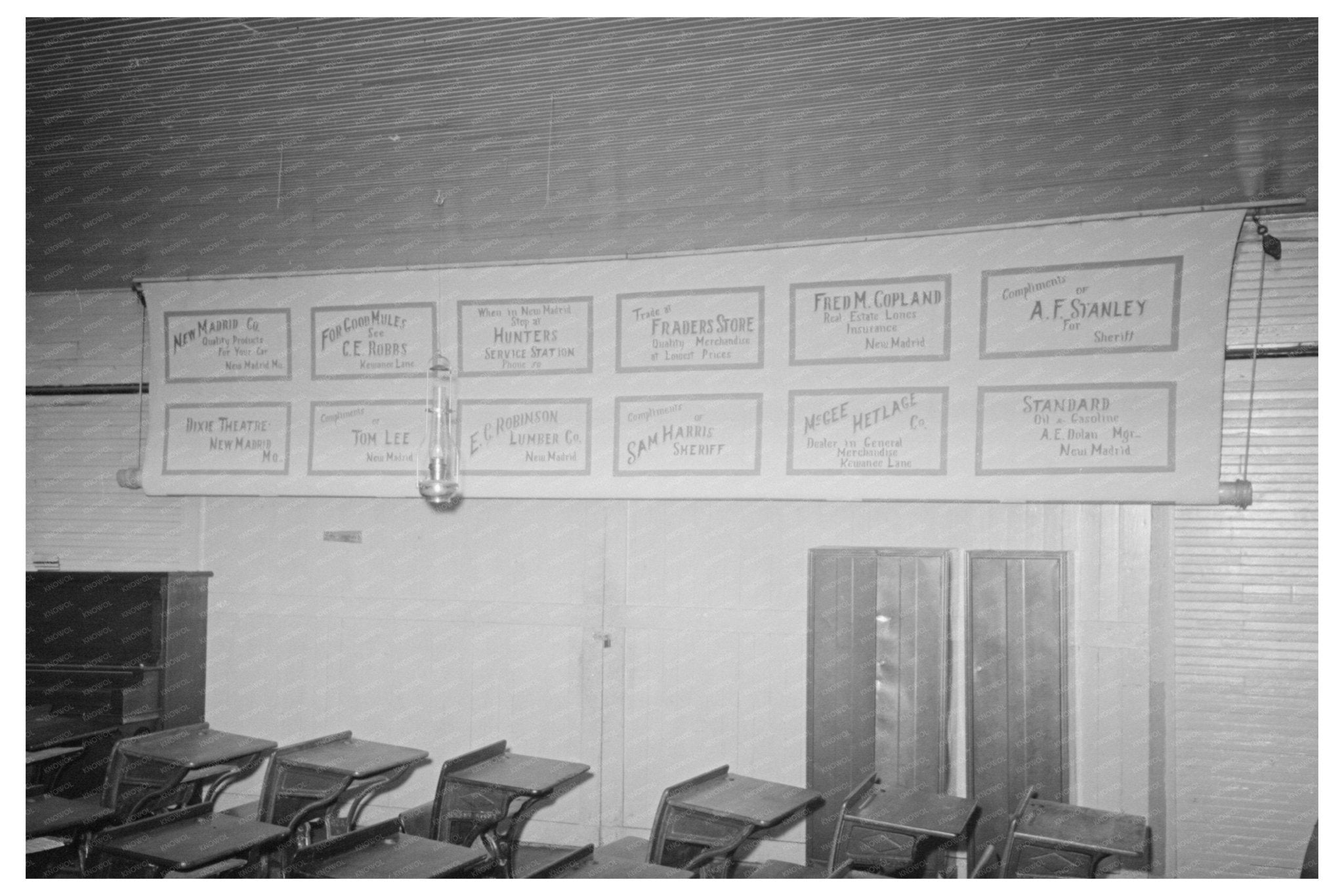 Schoolhouse Interior La Forge Missouri May 1938 - Available at KNOWOL