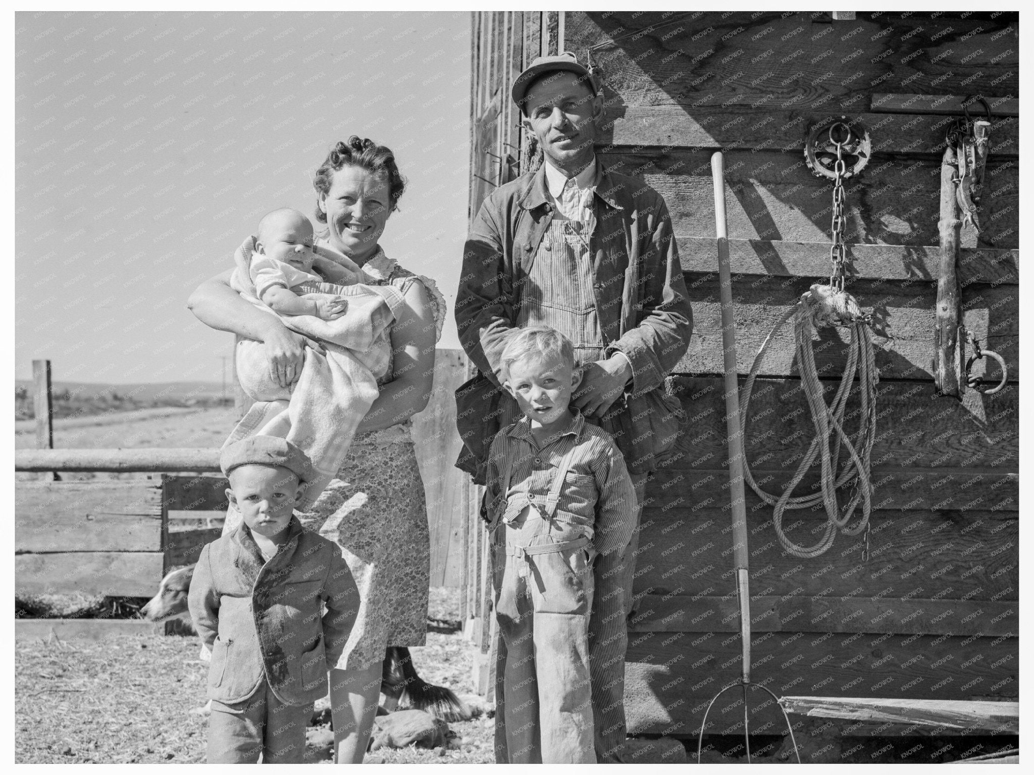 Schroeder Family on New Farm in Dead Ox Flat Oregon 1939 - Available at KNOWOL