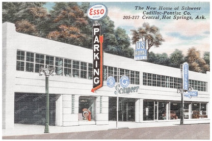 Schweer Cadillac - Pontiac Company Postcard Hot Springs 1930 - 1945 - Available at KNOWOL