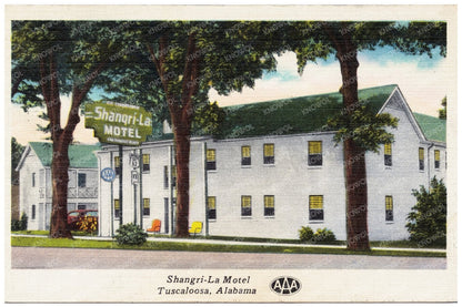 Shangri - La Motel Postcard Tuscaloosa Alabama 1930 - 1945 - Available at KNOWOL