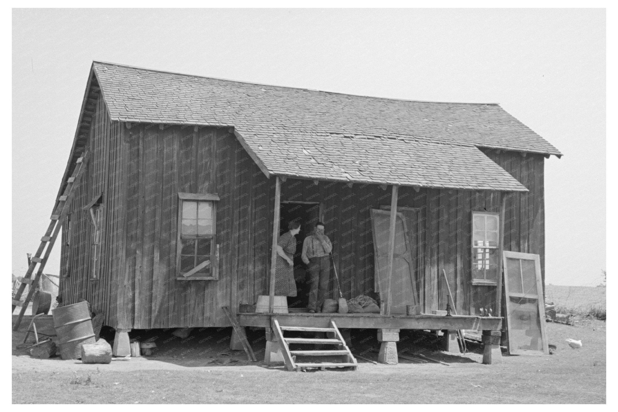 Sharecropper Cabin Front Porch New Madrid County 1938 - Available at KNOWOL