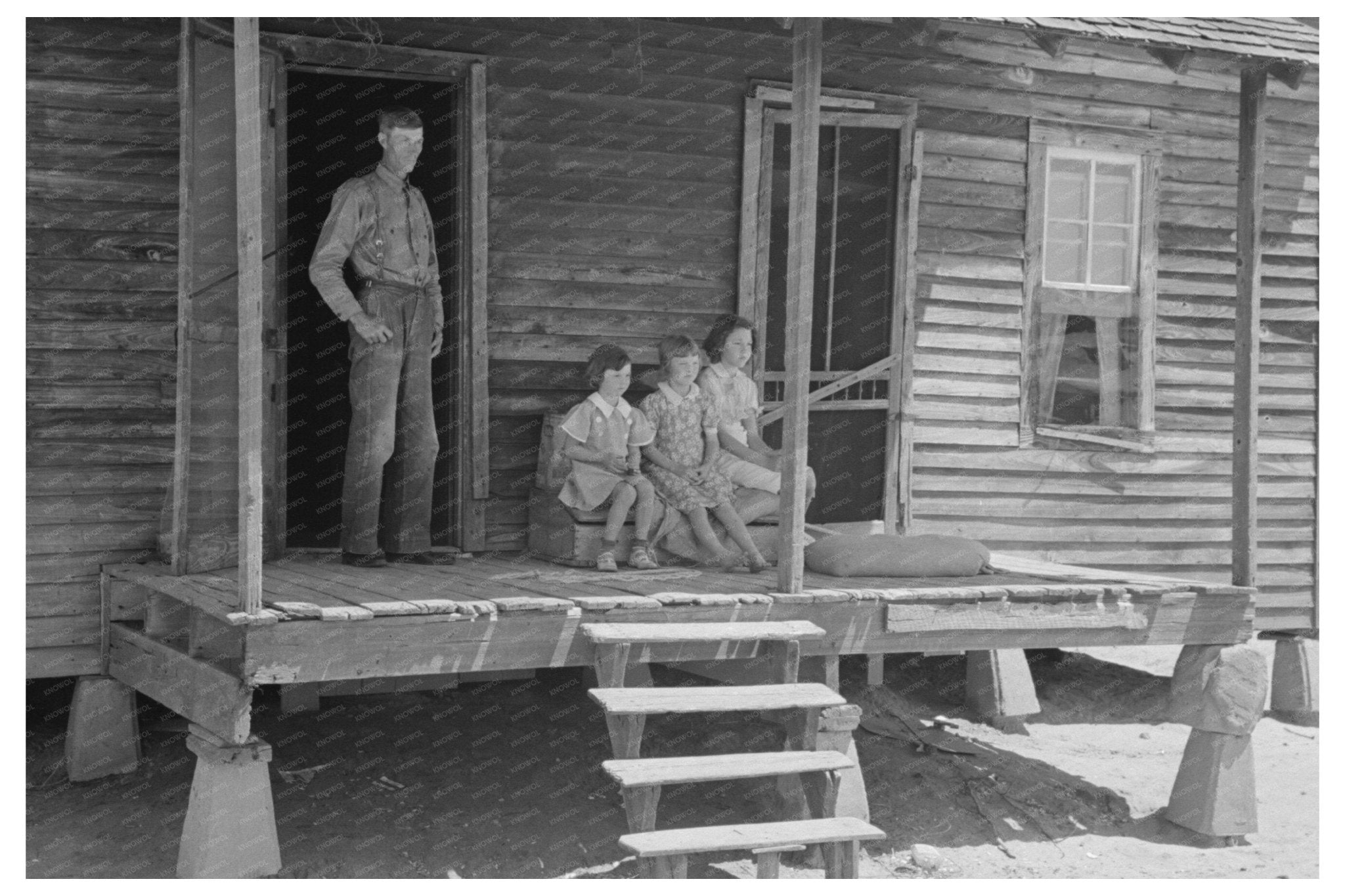 Sharecropper Cabin Front Porch Southeast Missouri 1938 - Available at KNOWOL