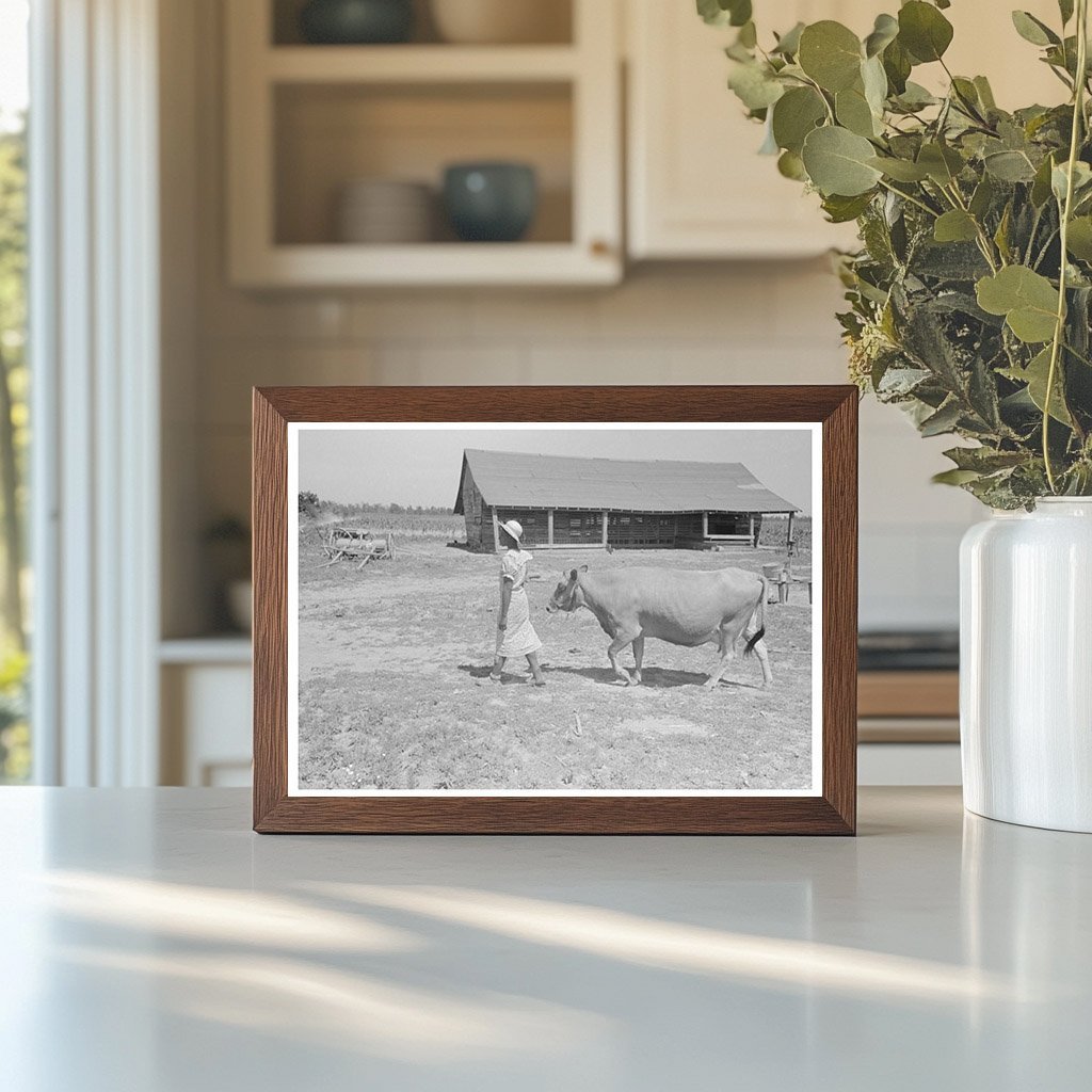 Sharecroppers Wife with Cow in New Madrid County 1938 - Available at KNOWOL