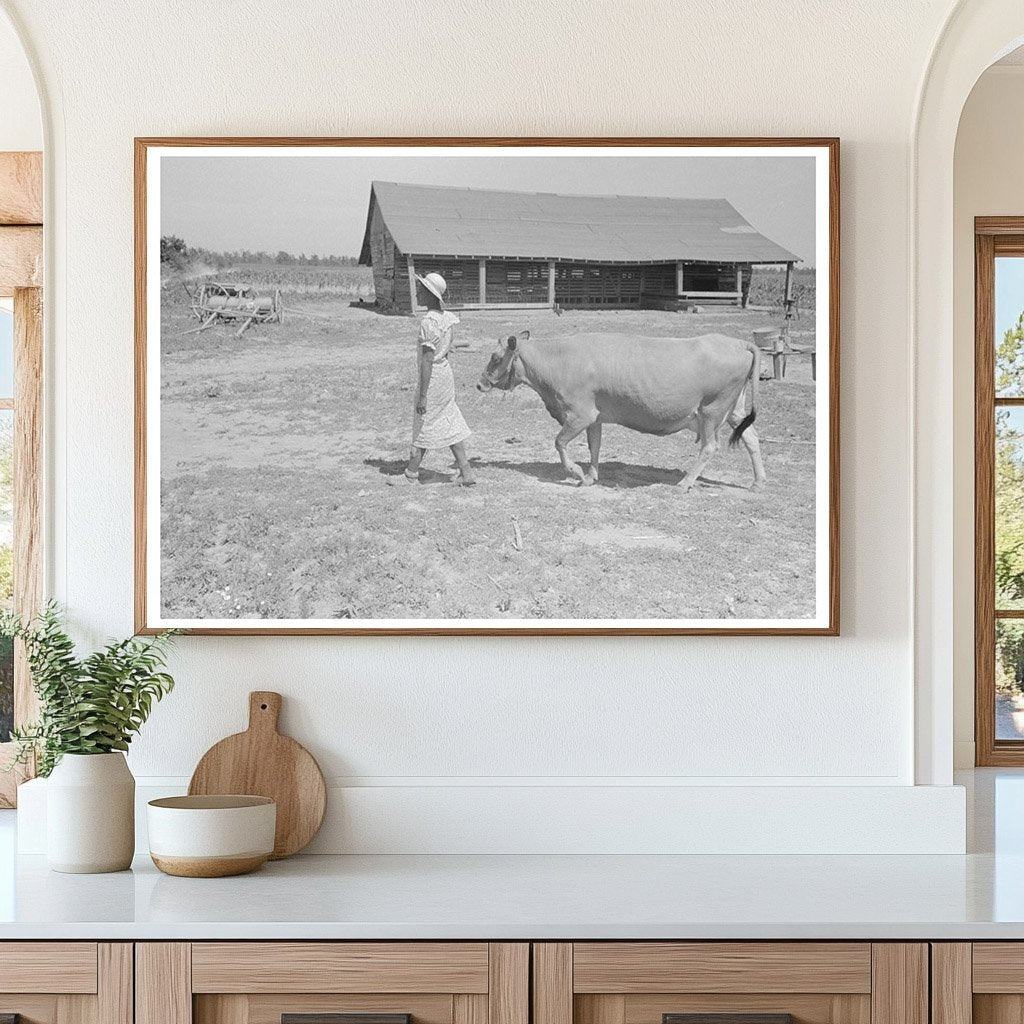 Sharecroppers Wife with Cow in New Madrid County 1938 - Available at KNOWOL