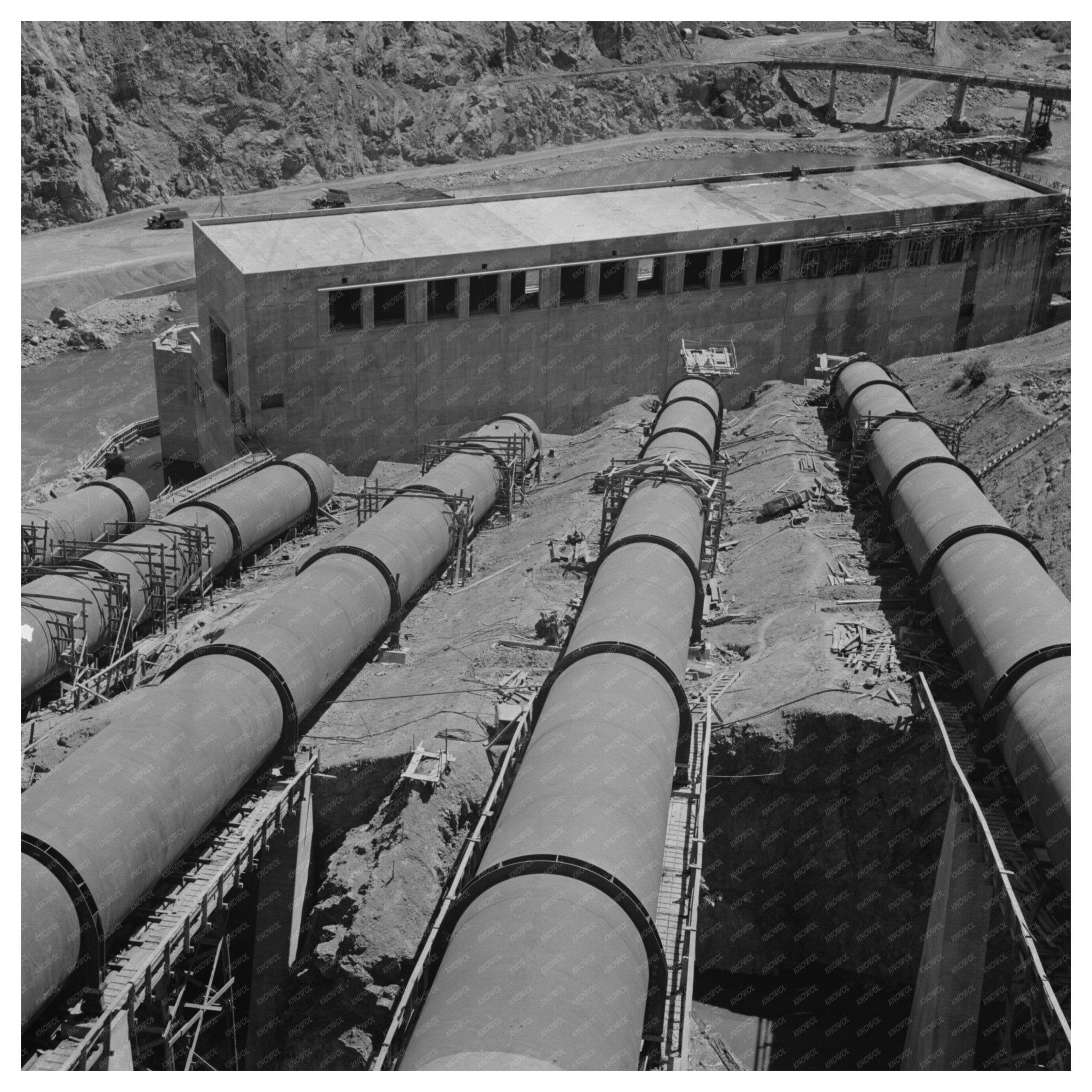 Shasta Dam Penstocks Vintage Image June 1942 - Available at KNOWOL