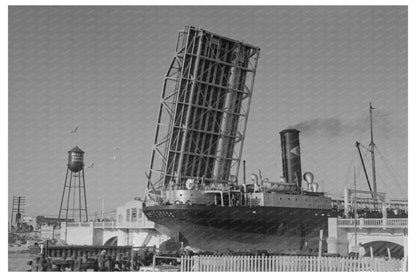 Ship Passing Drawbridge at Corpus Christi Texas February 1939 - Available at KNOWOL